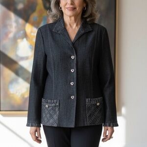 St. John Sport Dark Denim Ruffle Jacket